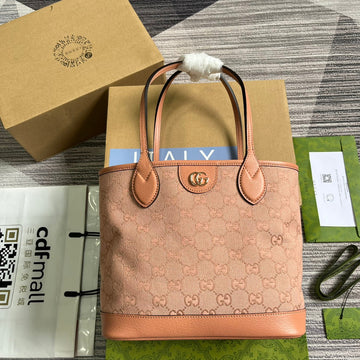 EC OPHIDIA SMALL 25 TOTE BAG IN LIGHT PINK CANVAS