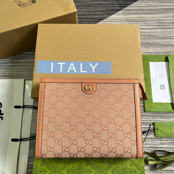 OPHIDIA EC 27 BAG IN LIGHT PINK CANVAS AND CALFKSKIN