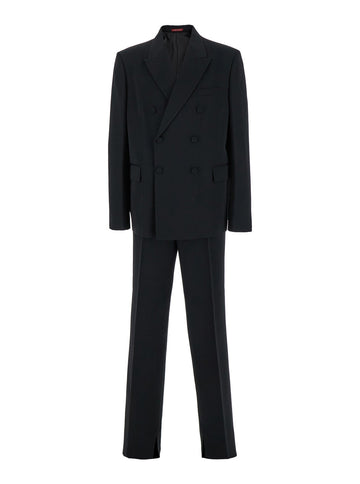 Gucci Men Black Double-Breasted Suit With G Detail In Wool Man