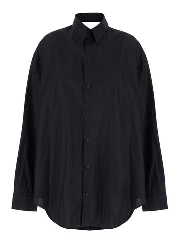 Balenciaga Women Black Dress With Classic Collar In Cotton Woman