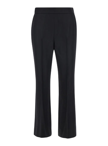 Gucci Women Black Flared Pants With Pences In Wool Woman