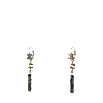 Chanel Enamel CC Earrings Black Gold