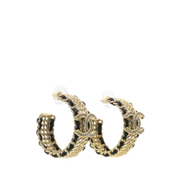 Chanel Earring Loop Leather Threaded Gold