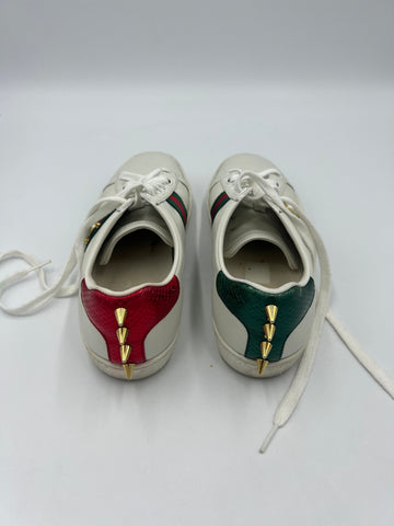 Gucci Ace White Leather & Studded Sneakers   Size: 6