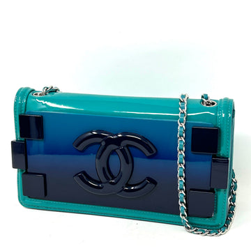 Pre-loved Chanel Lego Boy Brick Turquoise Crossbody Flap Bag