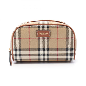 Burberry Check Travel PVC Coated Canvas Leather Pouch