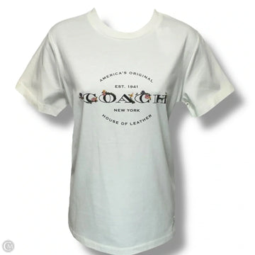 Logo Graphic T-Shirt Designer By Coach In Cream, Size: XS