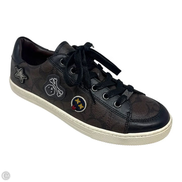 Porter Lace Up Sneakers Shoes Designer By Coach In Signature Coated Canvas, Size: 9