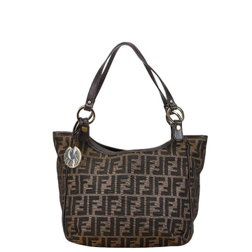 Fendi Zucca Canvas Leather Tote Bag