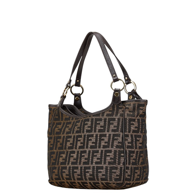Fendi Zucca Canvas Leather Tote Bag