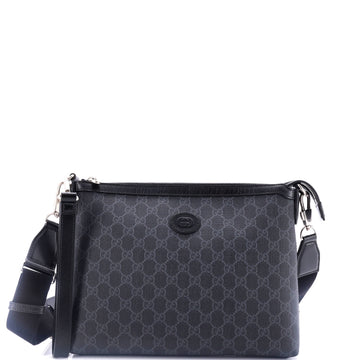 Interlocking G Patch Wristlet Messenger Bag EC Coated Canvas Small