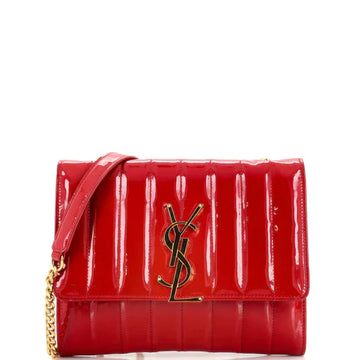 SAINT LAURENT - Vicky Wallet on Chain Vertical Quilted Patent