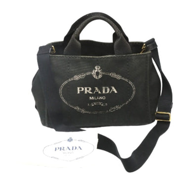 PRADA Tote Bag 1BG439 denim black Tote Bag Canapa mini Women Used
