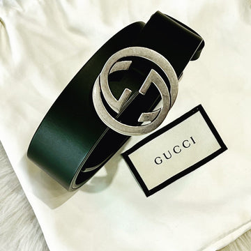 GUCCI CS Interlocking Leather Belt