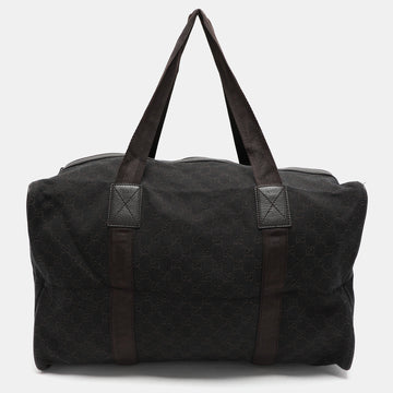 Brown GG Canvas and Leather Duffel Bag