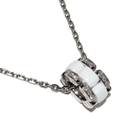 Chanel K18WG White Gold White Ceramic Diamond Pendant Necklace J3174
