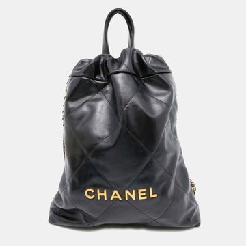 Black Shiny Calf Leather 22 Backpack
