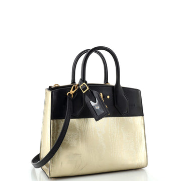 Louis Vuitton City Steamer Handbag Gravity Gold Calfskin and Leather PM