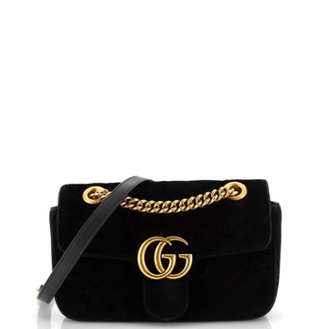 GUCCI GG Marmont Flap Bag Matelasse Velvet Mini