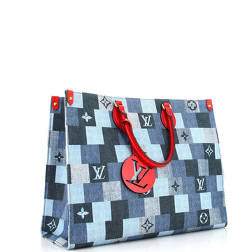 Louis Vuitton OnTheGo Tote Damier and Monogram Patchwork Denim GM