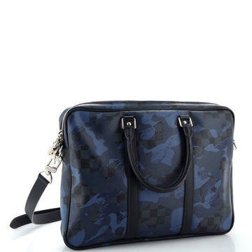 Louis Vuitton Porte-Documents Voyage Briefcase Limited Edition Camouflage Damier Cobalt PM