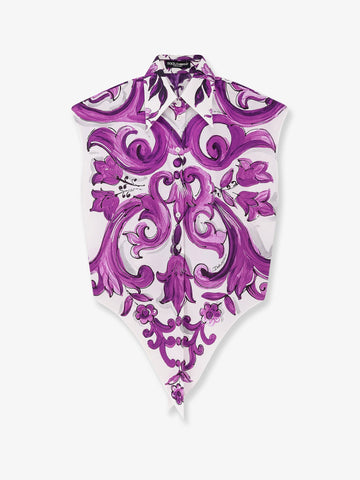 Dolce & Gabbana Women Cotton Shirt With Maiolica Print