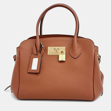 Brown Leather Mila PM Satchel