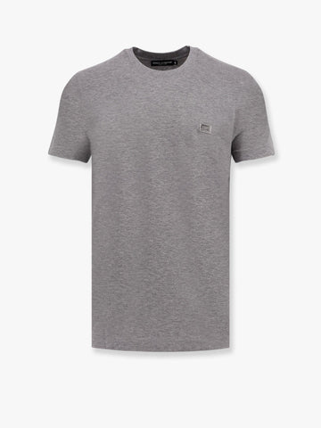 Dolce & Gabbana Men Cotton T-Shirt With Metal Logo Detail