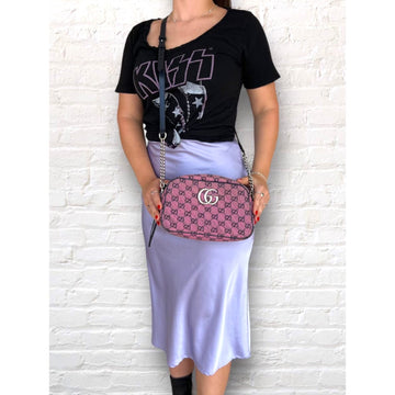 Gucci EC Canvas Small Marmont Matelassé Crossbody Bag