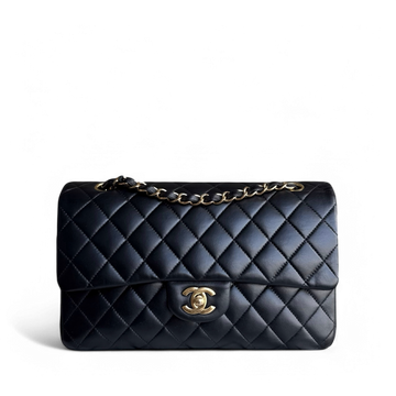 Chanel Classic Flap Medium - 25CM Quilted Lambskin Black Gold Hardware Series 22