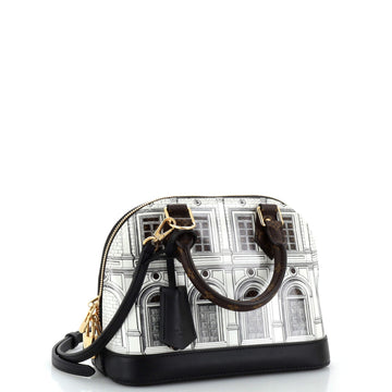 Louis Vuitton Alma Handbag Limited Edition Fornasetti Architettura Print Leather and Monogram Canvas BB