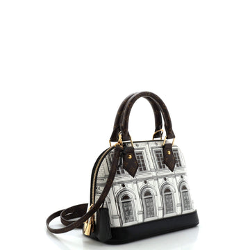 Louis Vuitton Alma Handbag Limited Edition Fornasetti Architettura Print Leather and Monogram Canvas BB