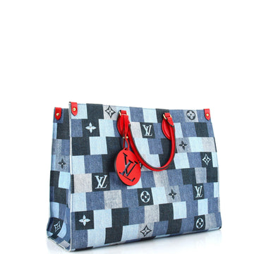 Louis Vuitton OnTheGo Tote Damier and Monogram Patchwork Denim GM