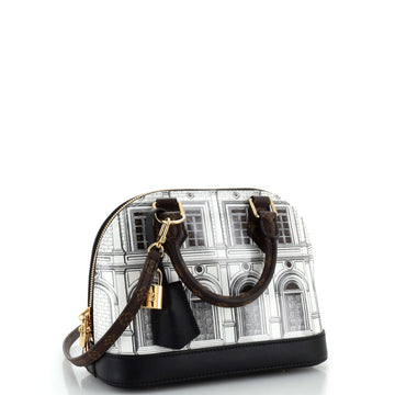 Louis Vuitton Alma Handbag Limited Edition Fornasetti Architettura Print Leather and Monogram Canvas BB