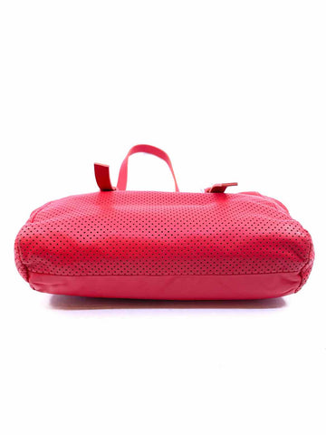 JIL SANDER Red Orange Leather Perforated Handbag