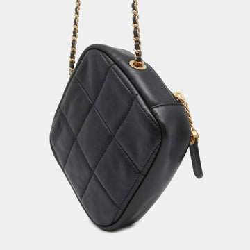 Black Quilted Lambskin Small Diamond Chain Crossbody Bag