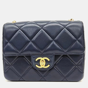 Black leather Lambskin Flap Bag