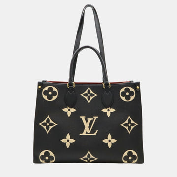 Black Beige Monogram Empreinte On the Go MM Tote Bag