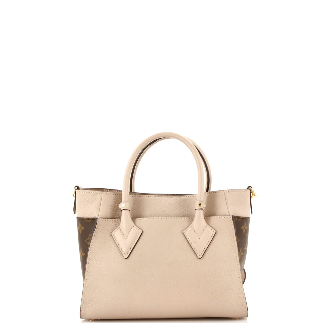 Louis Vuitton On My Side Tote Leather with Monogram Canvas PM