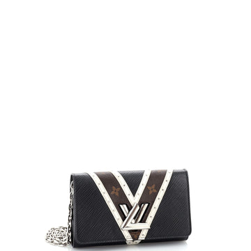 Louis Vuitton Twist Chain Wallet Epi Leather with Monogram Canvas and Studded Leather
