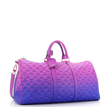 Louis Vuitton Keepall Bandouliere Bag Limited Edition Illusion Monogram Taurillon Leather 50