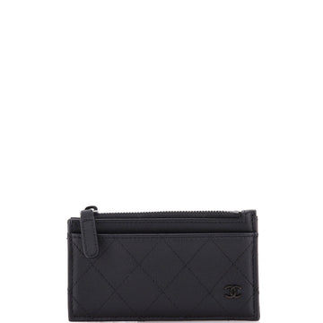 So Black CC Zip Card Holder Quilted Lambskin