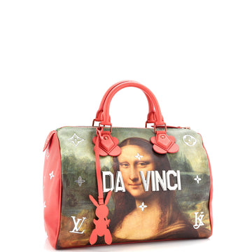 Louis Vuitton Speedy Handbag Limited Edition Jeff Koons Da Vinci Print Canvas 30