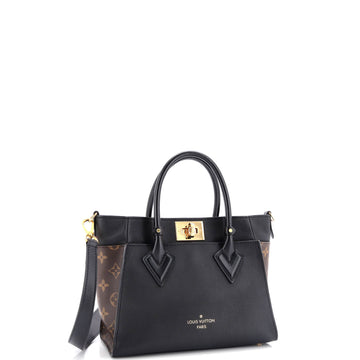 Louis Vuitton On My Side Tote Leather with Monogram Canvas PM