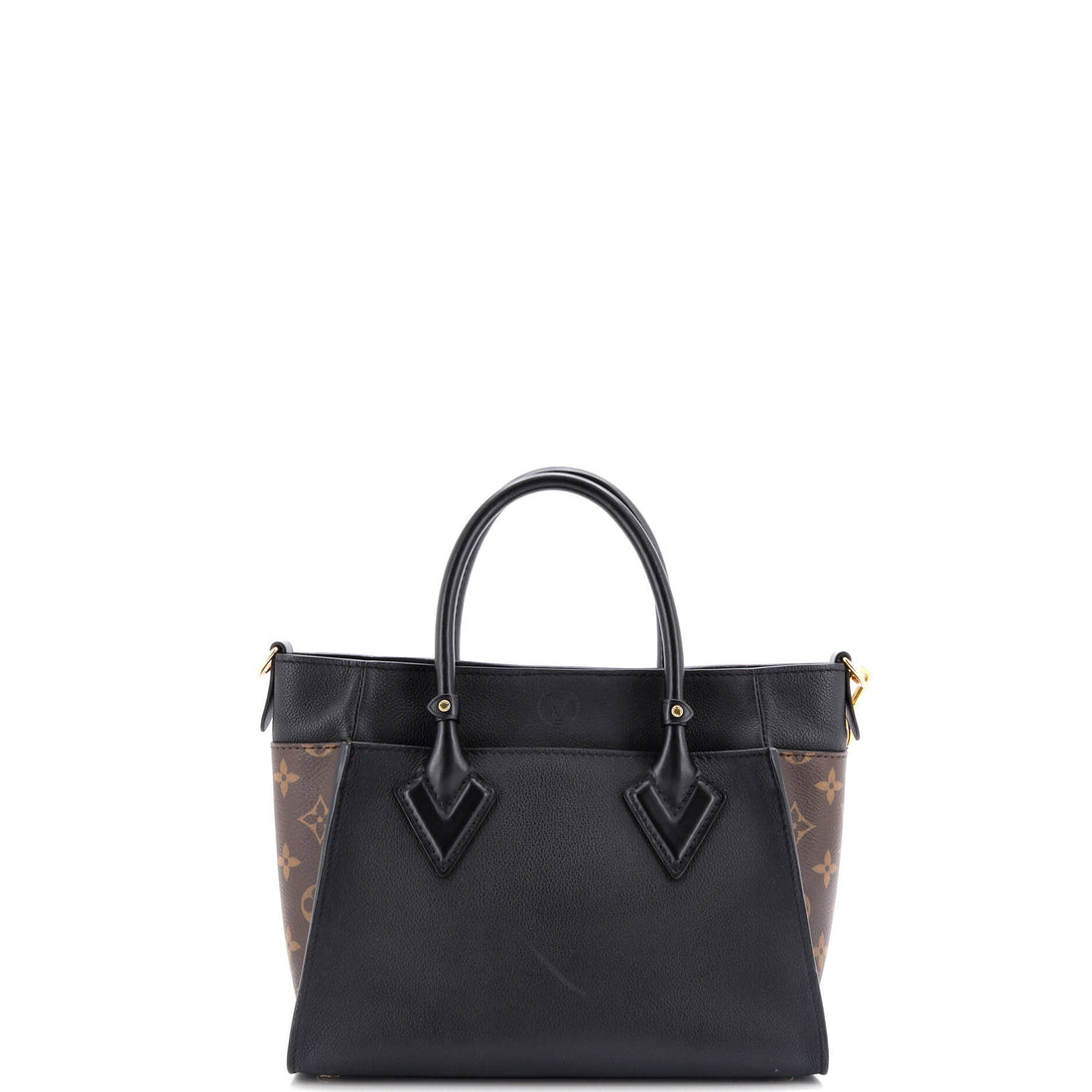 Louis Vuitton On My Side Tote Leather with Monogram Canvas PM