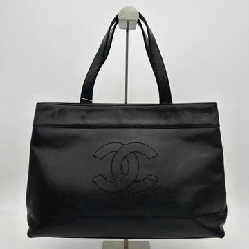 Chanel Black Perforated Calfskin Tote Handbag
