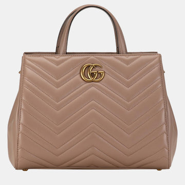 Pink Leather GG Marmont Matelasse Handbag