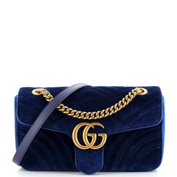 GUCCI GG Marmont Flap Bag Matelasse Velvet Small