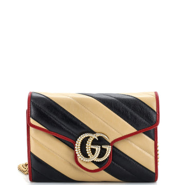 GUCCI GG Marmont Chain Wallet Diagonal Quilted Leather Mini