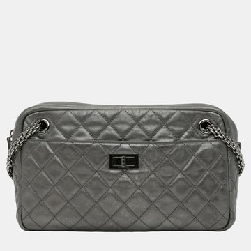 Silver Metallic Calfskin Reissue Zipped Shoulder Bag